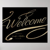 Gold Calligraphy Black Welcome Wedding Poster (Voorkant)