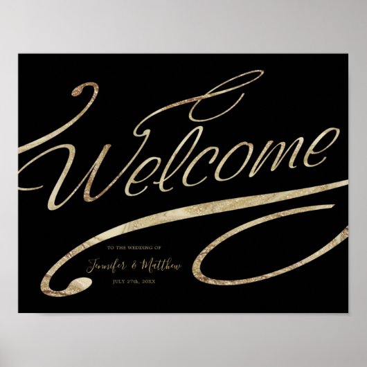 Gold Calligraphy Black Welcome Wedding Poster (Voorkant)