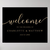Gold Calligraphy Black Welcome Wedding Poster (Voorkant)