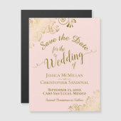 Gold Calligraphy Blush Pink Save the Date Magnet (Voorkant / Achterkant)