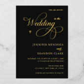 Gold Calligraphy Classic All in One Wedding Real Folie Uitnodiging (Voorkant)