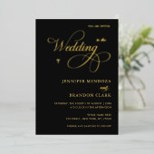 Gold Calligraphy Classic All in One Wedding Real Folie Uitnodiging