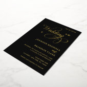 Gold Calligraphy Classic All in One Wedding Real Folie Uitnodiging