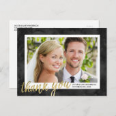 Gold Calligraphy Elegant Wedding Bedankt Briefkaart (Voorkant / Achterkant)