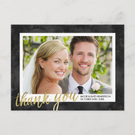 Gold Calligraphy Elegant Wedding Bedankt Briefkaart
