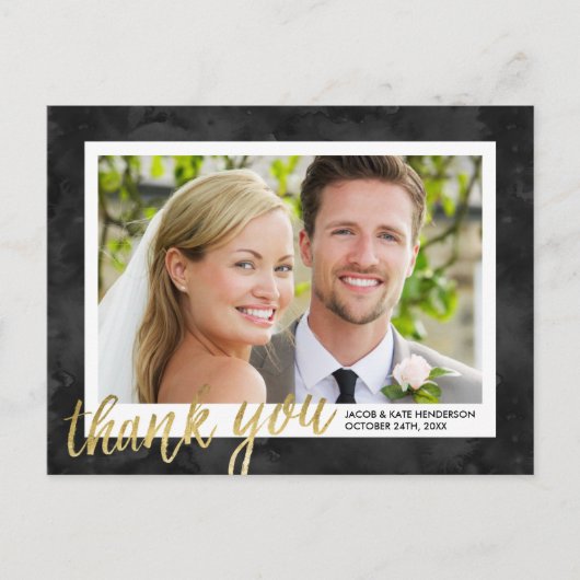 Gold Calligraphy Elegant Wedding Bedankt Briefkaart (Voorkant)