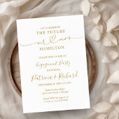 Gold Calligraphy Engagement Party nodigde uit Aankondiging
