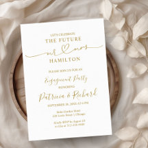 Gold Calligraphy Engagement Party nodigde uit