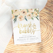 Gold Calligraphy Floral Brunch & Bubble Uitnodiging Briefkaart