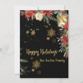 Gold Calligraphy Floral Greenery Holiday Party Kaart (Achterkant)