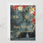 Gold Calligraphy Floral Greenery Holiday Party Kaart (Achterkant)
