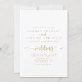 Gold Calligraphy Front & Back Wedding Kaart (Voorkant)