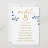 Gold Calligraphy Greenery Seating Chart Kaart (Voorkant)