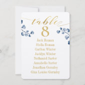 Gold Calligraphy Greenery Seating Chart Kaart (Achterkant)
