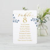 Gold Calligraphy Greenery Seating Chart Kaart (Staand voorkant)