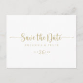 Gold Calligraphy Horizontal Sparen de Datum Briefkaart (Voorkant)