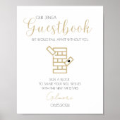 Gold Calligraphy Jenga Guestbook Wedding Poster (Voorkant)