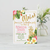Gold Calligraphy Luau Afstuderen Invitation Kaart (Staand voorkant)