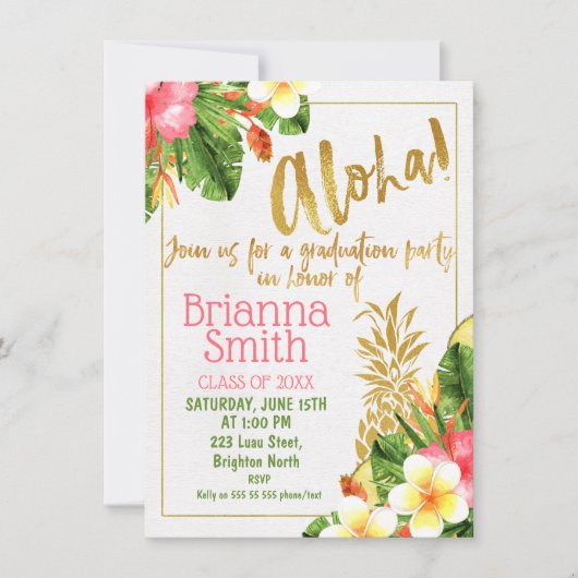 Gold Calligraphy Luau Afstuderen Invitation Kaart (Voorkant)
