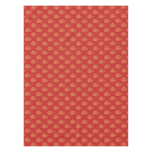 Gold Calligraphy Merry Kerstmis Tablecloth Tafelkleed (Voorkant)