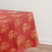 Gold Calligraphy Merry Kerstmis Tablecloth Tafelkleed (Voorbeeld)