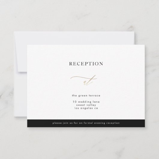 Gold Calligraphy Modern Calligraphy Reception Card Kaart (Voorkant)