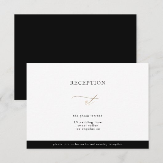 Gold Calligraphy Modern Calligraphy Reception Card Kaart (Voorkant / Achterkant)