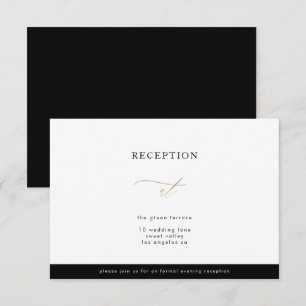 Gold Calligraphy Modern Calligraphy Reception Card Kaart