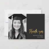 Gold Calligraphy Modern Photo Afstuderen Bedankkaart (Voorkant)