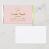 Gold Calligraphy Monogram Trendy Chic Pink Plain Visitekaartje (Voorkant / Achterkant)