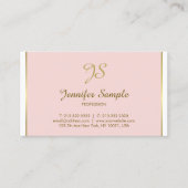 Gold Calligraphy Monogram Trendy Chic Pink Plain Visitekaartje (Voorkant)