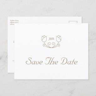 Gold Calligraphy Monogram Tulip Save the Date Uitnodiging Briefkaart