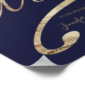 Gold Calligraphy Navy Blue Welcome Wedding Poster (Hoek)
