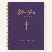 Gold Calligraphy Personalized Purple Bible Study  Notitieboek (Voorkant)