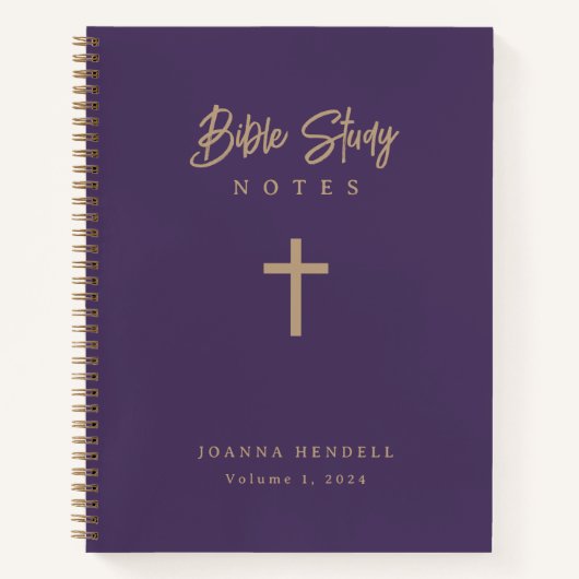 Gold Calligraphy Personalized Purple Bible Study  Notitieboek (Voorkant)