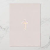 Gold Calligraphy Photo Collage Baby Baptisme Cross Folie Uitnodiging (Achterkant)