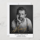 Gold Calligraphy Photo in Loing Memory Funeral Kaart (Voorkant)