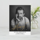 Gold Calligraphy Photo in Loing Memory Funeral Kaart (Staand voorkant)