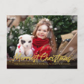 Gold Calligraphy Photo Merriest Christmas Holidays Briefkaart (Voorkant)