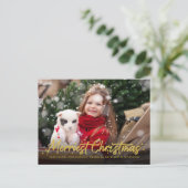 Gold Calligraphy Photo Merriest Christmas Holidays Briefkaart (Staand voorkant)