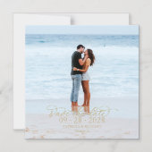 Gold Calligraphy Photo Save the Date Magnetische Uitnodiging (Voorkant)