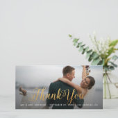 Gold Calligraphy Photo Thank You Tall Card Bedankkaart (Staand voorkant)