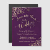 Gold Calligraphy Plum Wedding Save the Date Magnet (Voorkant / Achterkant)