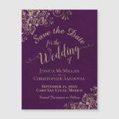 Gold Calligraphy Plum Wedding Save the Date Magnet (Voorkant)