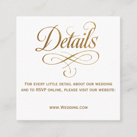 Gold Calligraphy QR Wedding Details Kaart (Voorkant)