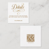 Gold Calligraphy QR Wedding Details Kaart (Voorkant / Achterkant)