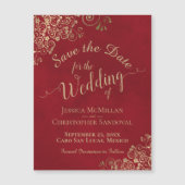Gold Calligraphy Red Wedding Save the Date Magnet (Voorkant)