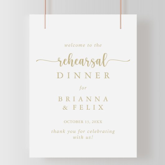 Gold Calligraphy Rehearal Dinner Welcome Sign Poster