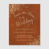 Gold Calligraphy Rust Oranje Save the Date Magnet (Voorkant)