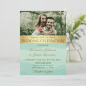 Gold Calligraphy Sage Green Foto Kaart (Staand voorkant)